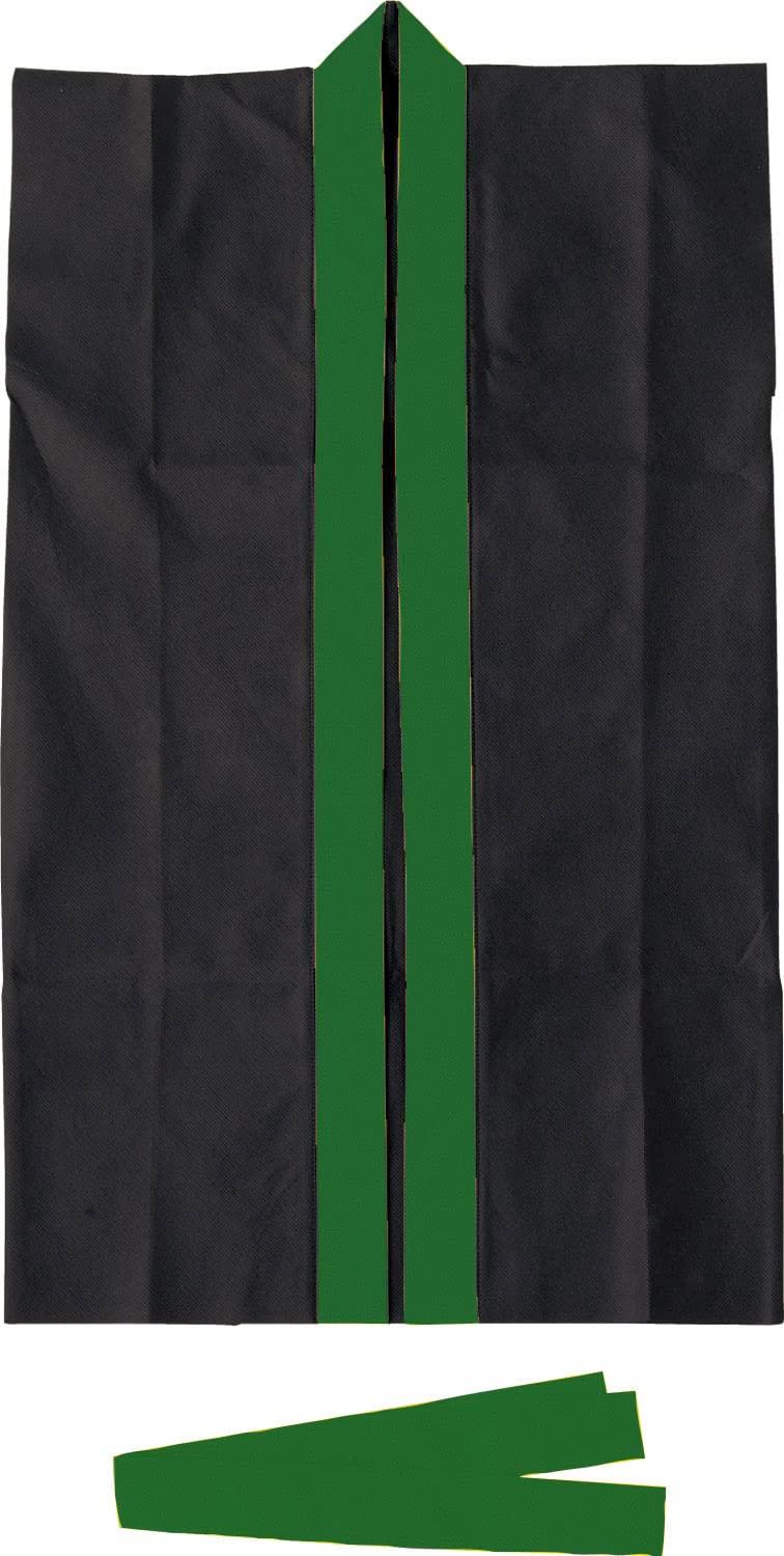 [Artec] Sports Day Happi Coat Long Happi Non-Woven Fabric (with Headband) Black (Green Collar) Size J 3262