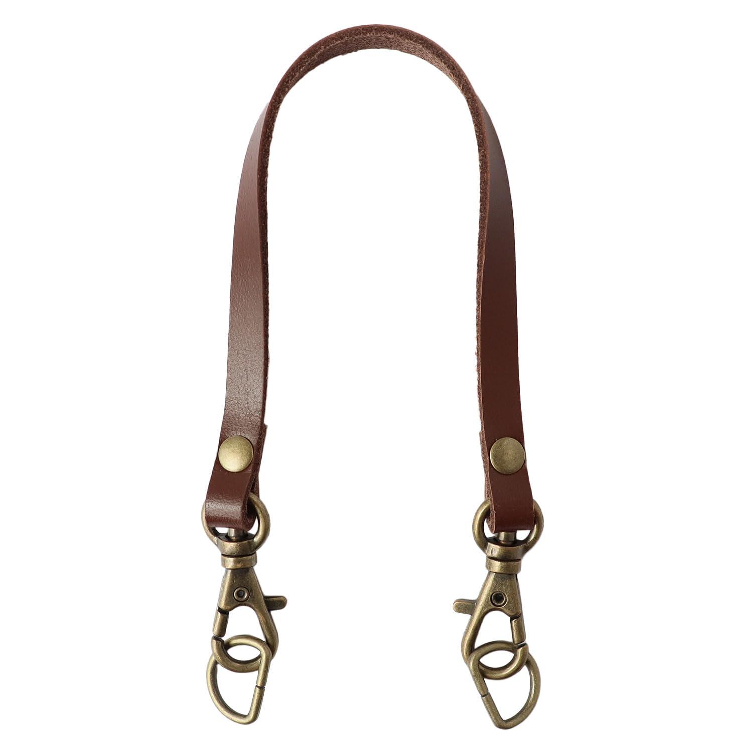 Nippon Chuko Portable Genuine Leather Handle Single Handle With Snap Hook and D-Ring Brown T6523-C