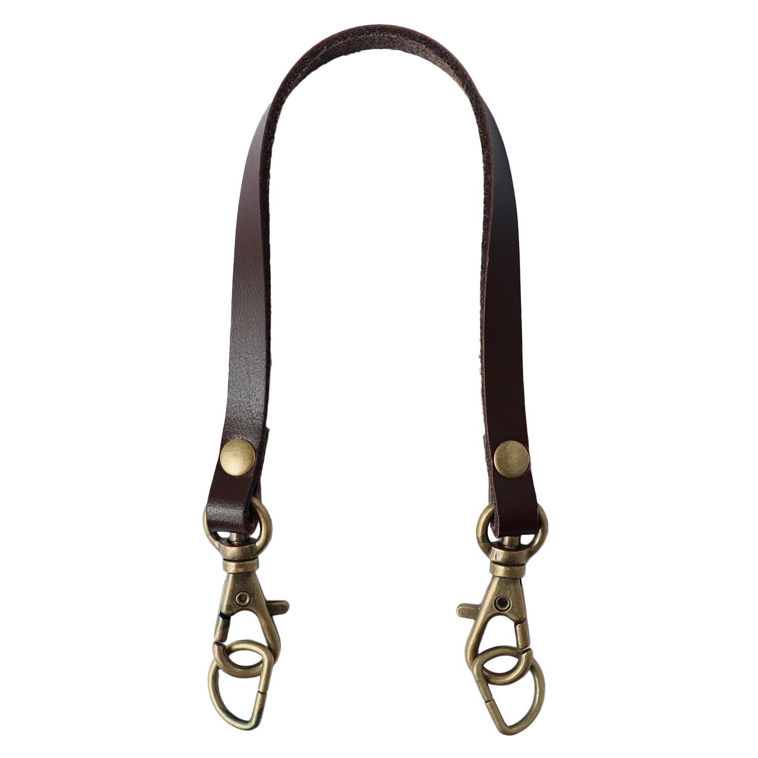 Nippon Chuko Portable Genuine Leather Handle Single Handle With Snap Hook and D-Ring Dark Brown T6523-DB