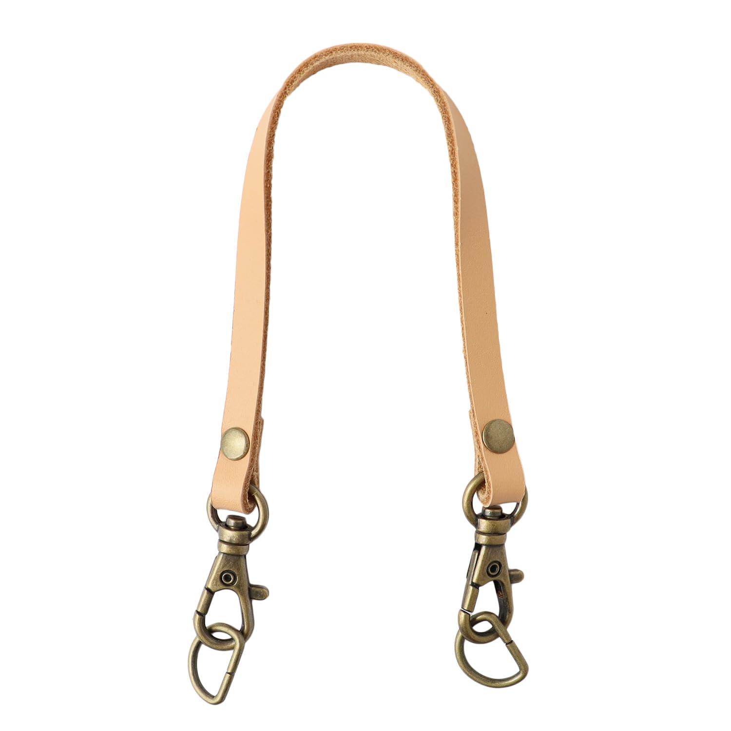 Nippon Chuko Portable Genuine Leather Handle Single Handle With Snap Hook and D-Ring Beige T6523-E