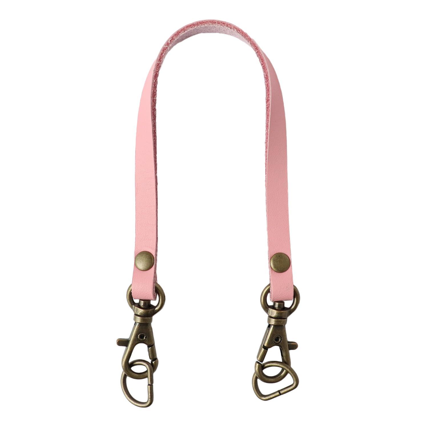 Nippon Chuko Portable Genuine Leather Handle Single Handle With Snap Hook and D-Ring Pink T6523-P