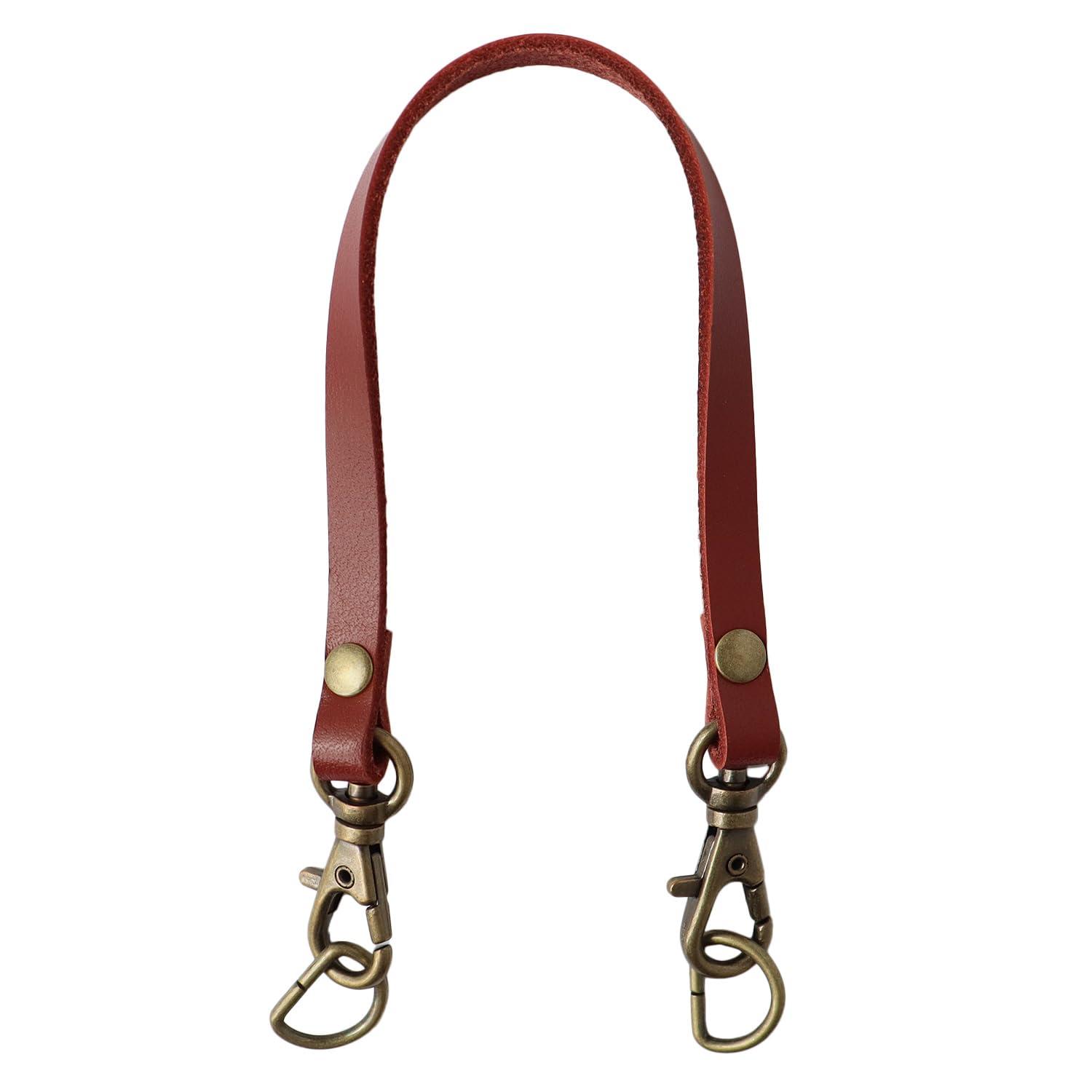 Nippon Chuko Portable Genuine Leather Handle Single Handle With Snap Hook and D-Ring Red T6523-R
