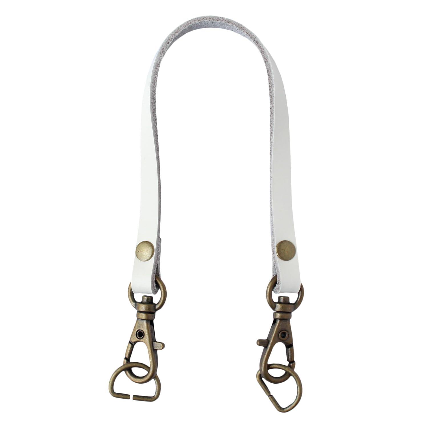Nippon Chuko Portable Genuine Leather Handle Single Handle With Snap Hook and D-Ring White T6523-W