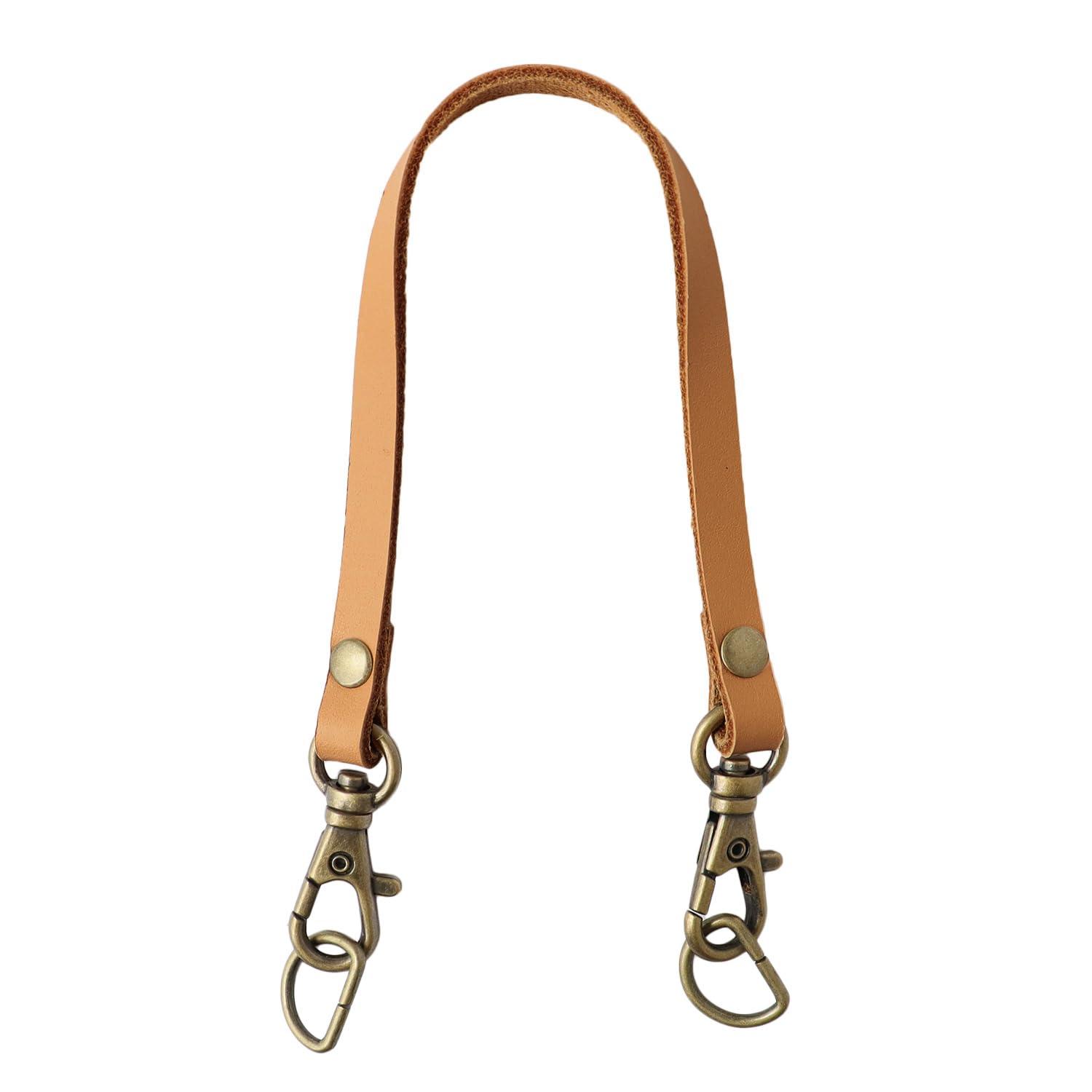 Nippon Chuko Portable Genuine Leather Handle Single Handle With Snap Hook and D-Ring Camel T6523-Y