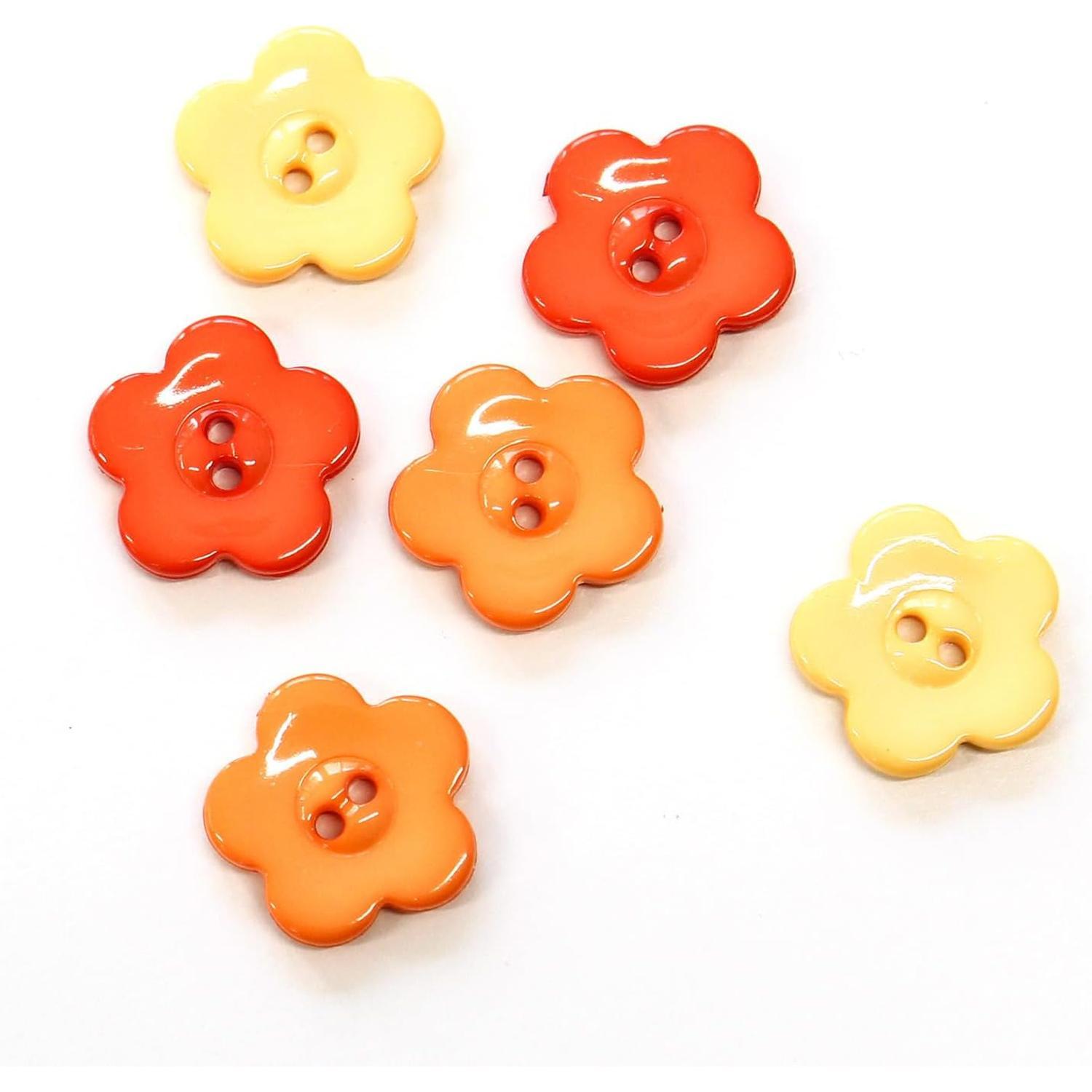 Nippon Chuko Flower-Shaped Collar Button Assortment Set 15mm 6-Piece Pack Yellow CG9730-Y