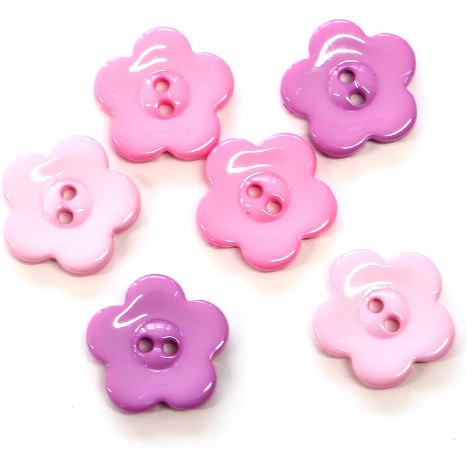 Nippon Chuko Flower-Shaped Collar Button Assortment Set 15mm 6-Piece Pink CG9730-P