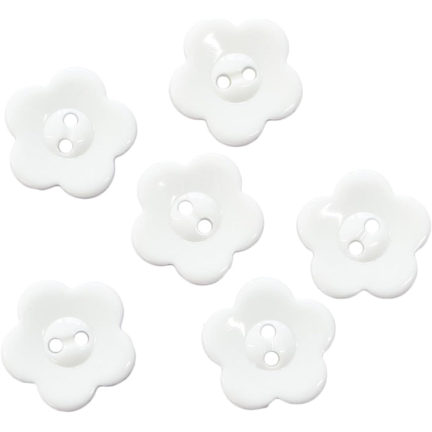 Nippon Chuko Flower-Shaped Collar Button Assortment Set 15mm 6-Piece White CG9730-W