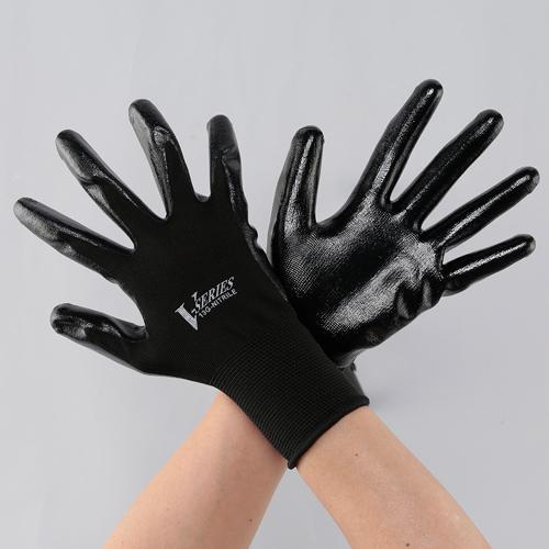 [LL/240mm] Gloves (Nitrile Rubber Coated/Black)