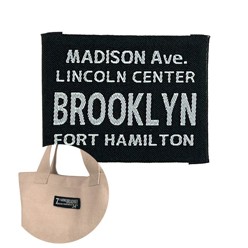 Stylish Woven Tag Tape BROOKLYAN Brooklyn Pre-folded Black Tag Crafting ≪Folded Tag Woven Tag Sew-on Type Handmade Set Fabric Tag Embroidery≫ Mask Accent Tag (BRT-D/Black/4.5cm*6cm/2 pcs)