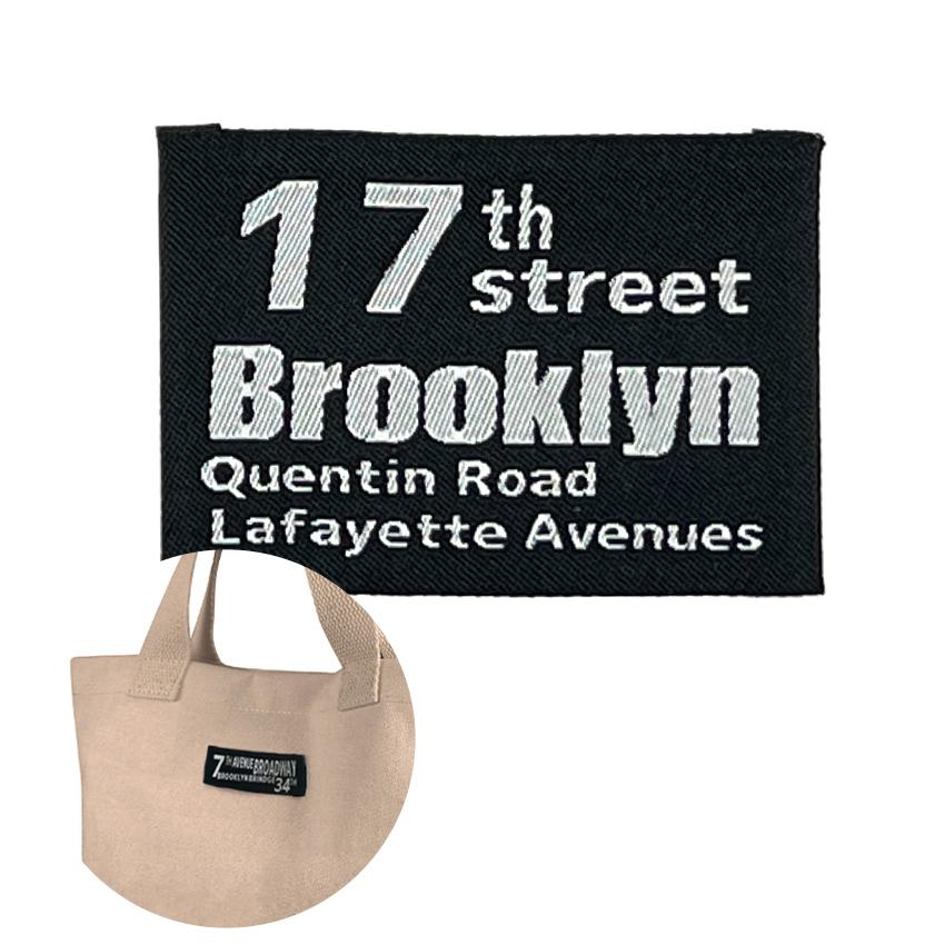 Stylish Woven Tag Tape BROOKLYAN Brooklyn Pre-folded Black Tag Crafting ≪Folded Tag Woven Tag Sew-on Type Handmade Set Fabric Tag Embroidery≫ Mask Accent Tag (BRT-E/Black/4.5cm*6.5cm/2 pcs)