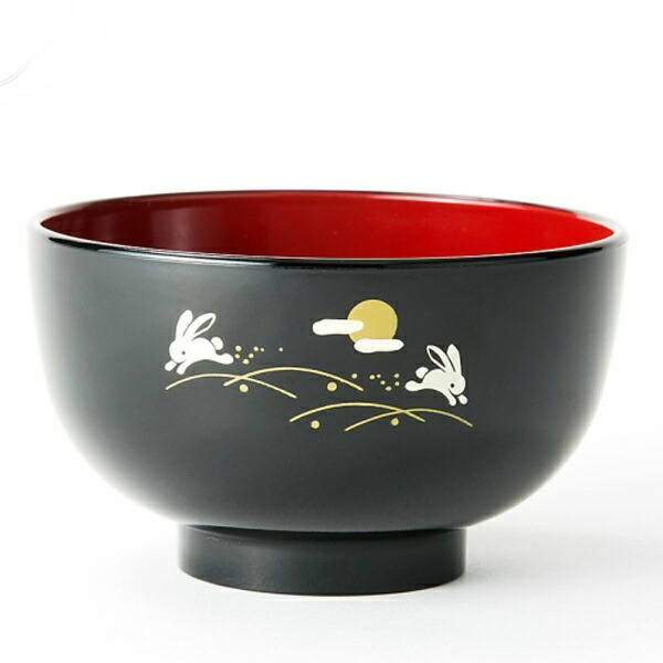 Asahi Koyo Soup Bowl Kyoto Style Black Haneusagi Japanese Style Dishwasher Safe Microwave Safe Made in Japan