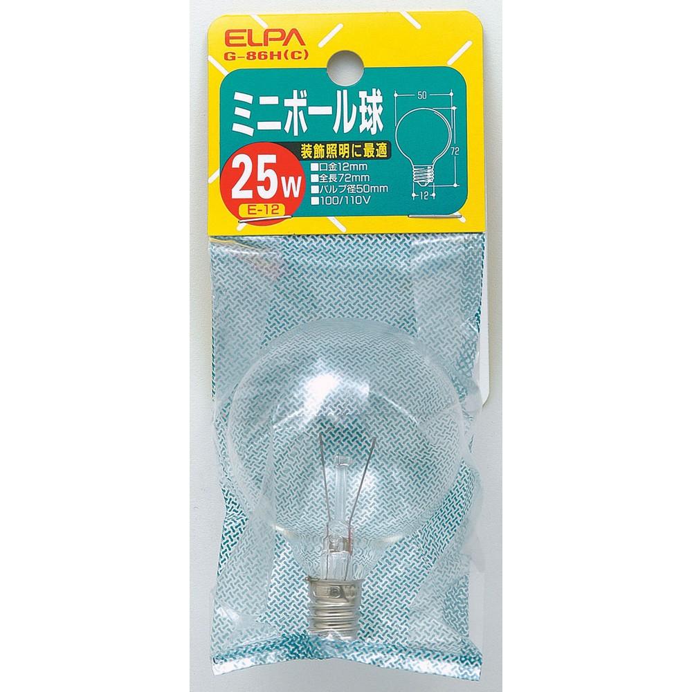 ELPA Mini Ball Bulb Light Bulb E12 100V 110V 25W Clear G-86H(C)