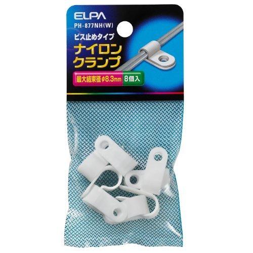 ELPA Nylon Cable Tie Wiring Installation Binding Type Screw-Fastening Type 66 Nylon Maximum Binding Diameter: 8.3mm 8 Pieces White PH-877NH(W)