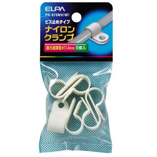 ELPA Nylon Cable Tie Wiring Installation Binding Type Screw-Fastening Type 66 Nylon Maximum Binding Diameter: 11.4mm 6 Pieces White PH-879NH(W)