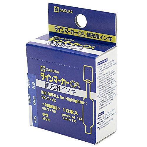 Sakura Cray-Pas Fluorescent Pen Line Marker OA Refill Ink HVK#36 Blue 10-Pack
