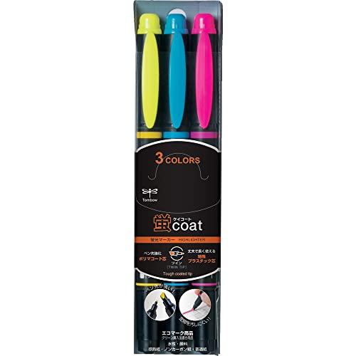 Tombow Pencil Fluorescent Pen Fluorescent Coat Twin Type (Strong Tip! Polymer-Coated Core) 3 Colors WA-TC3C