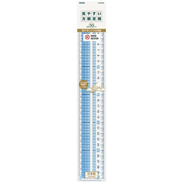 Reimei Fujii Ruler Easy-to-Read Grid Ruler 30cm AJH308