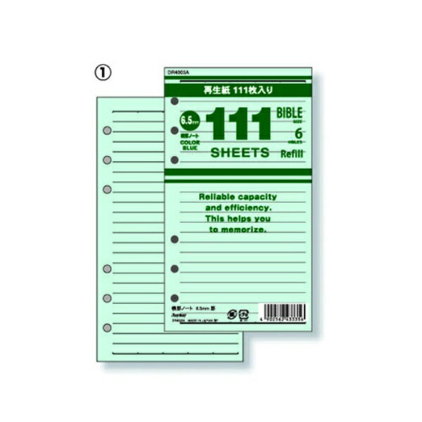 Bible Size 6-Hole 6.5mm Ruled Recycled Paper 111 Sheets Value Pack System Planner Refill DR