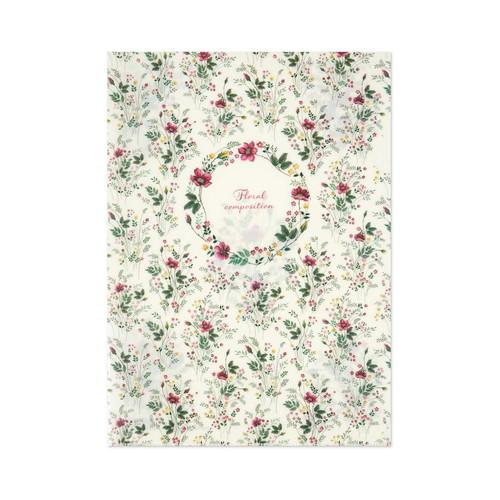 Clear Folder A4 Size Red and Yellow Small Flowers/CF-152