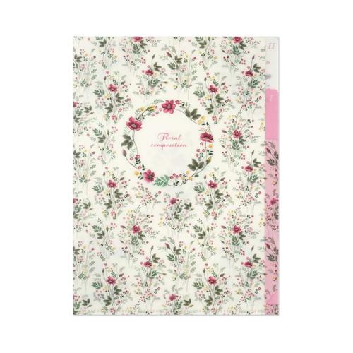 Clear Folder A5 Size Red and Yellow Small Flowers/CF-156