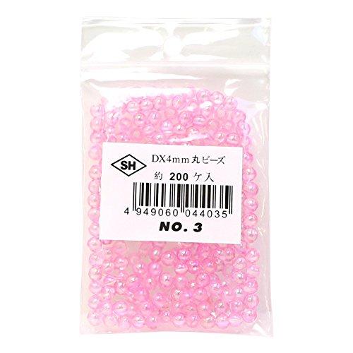 Shimamura Round Beads 200-Piece DX 4mm Shocking Pink ASH-DX4M-3