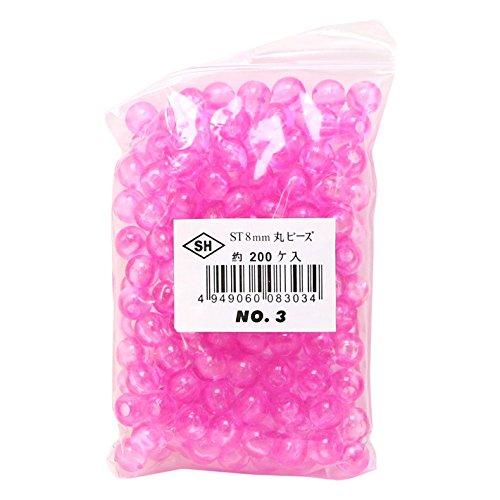 Shimamura Round Beads 200-Piece Pack ST8mm Shocking Pink ASH-ST8M-3