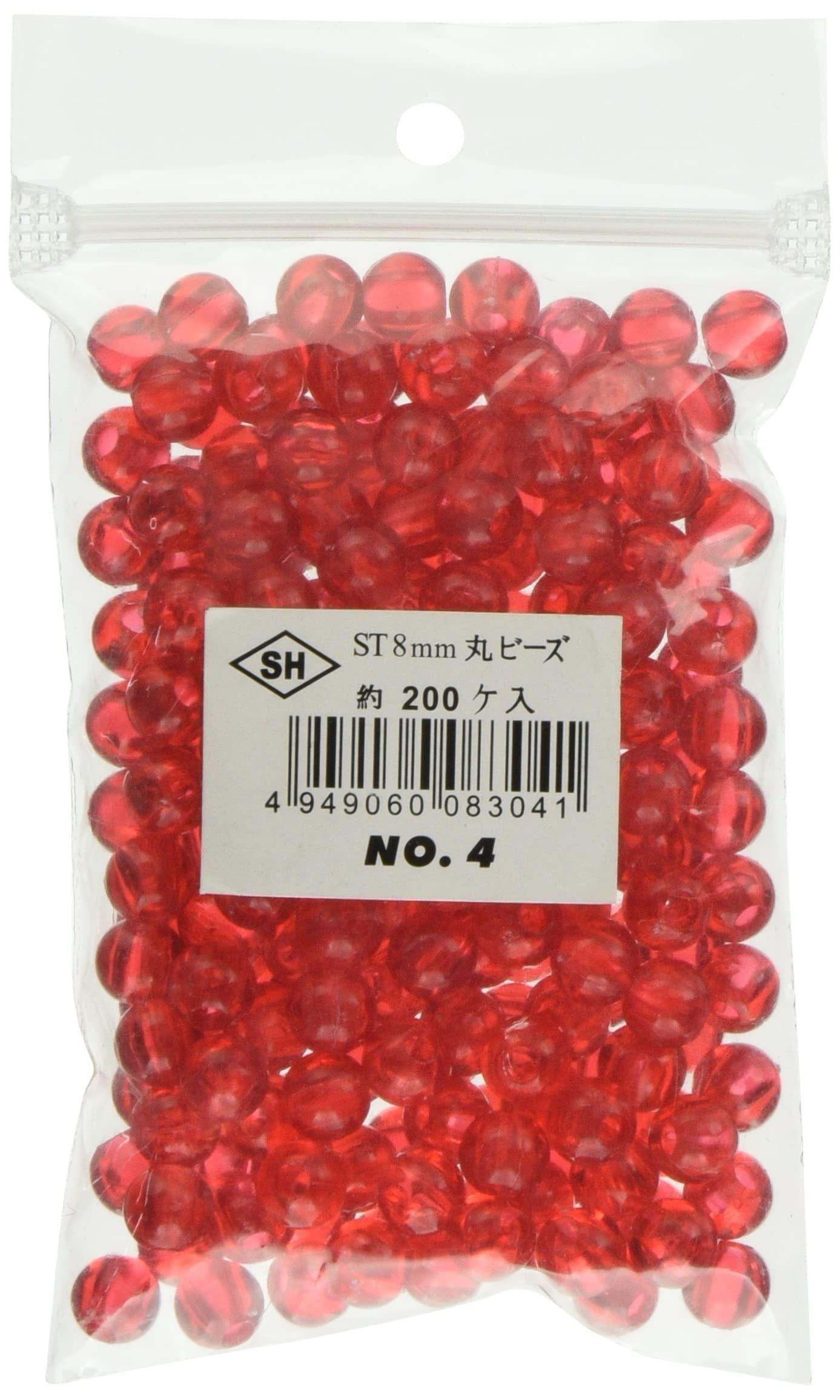 Shimamura Round Beads 200-Piece Pack ST8mm Red Clear ASH-ST8M-4