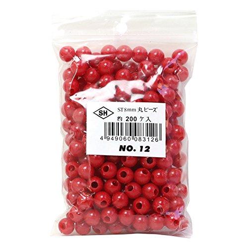 Shimamura Round Beads 200-Piece Pack ST8mm Red ASH-ST8M-12