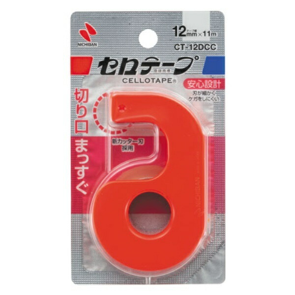 Nichiban Cellotape Small Roll with Cutter, Straight Cut, Crimson Red CT-12DCC