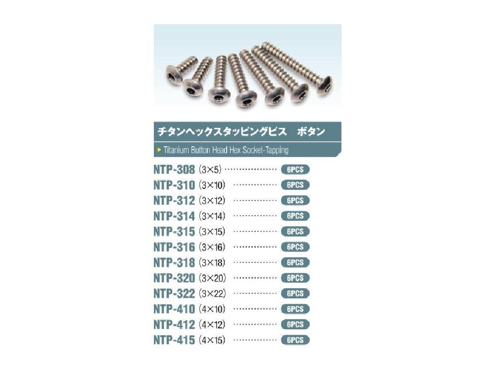 3×10 Titanium Hex Socket Countersunk Screws (6-Pack) NTP-310