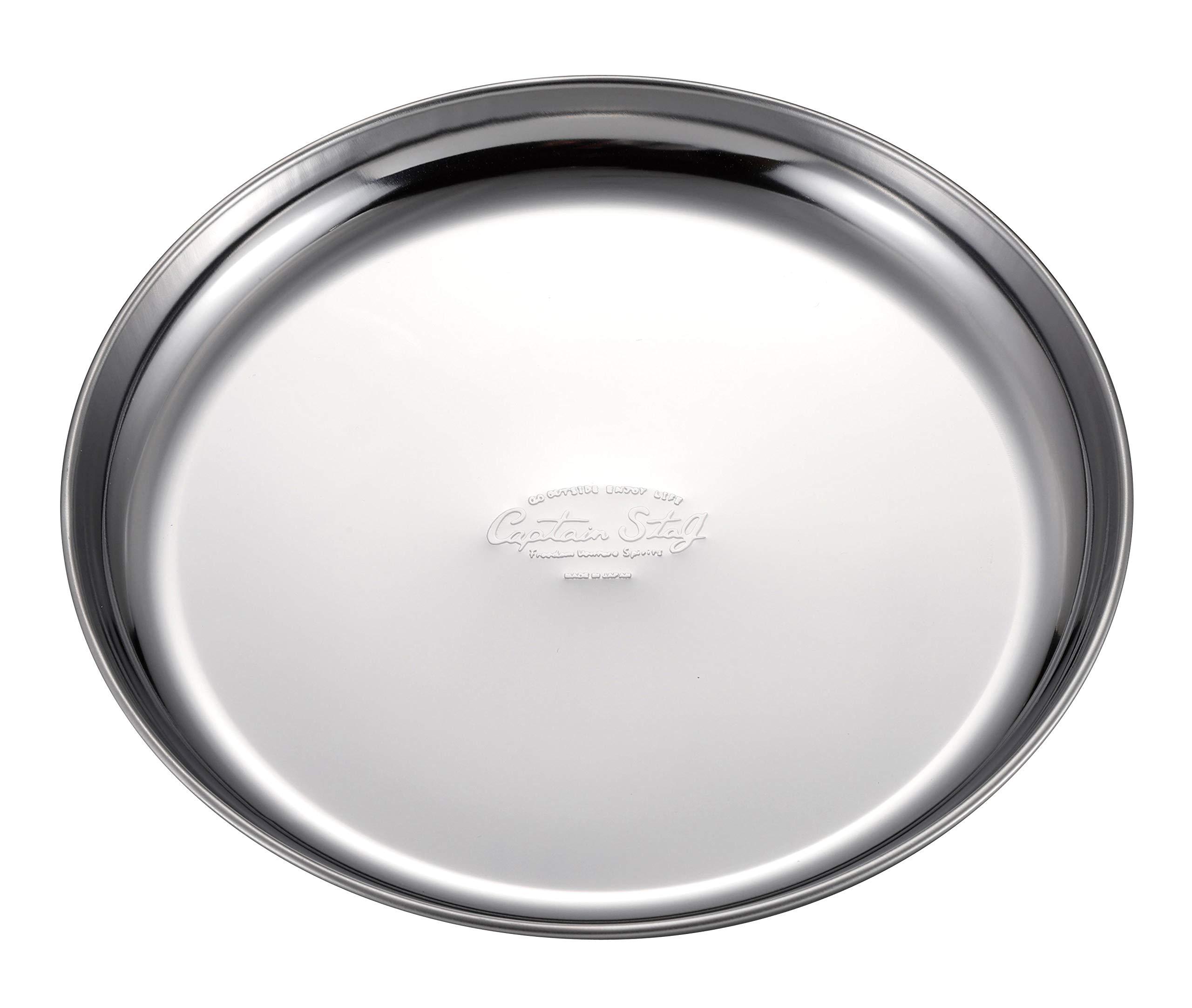 CAPTAIN STAG Stainless Steel Tableware Plate Dish Camping Plate Outer Diameter 19cm x Height 1.8cm Made in Japan UW-2026 Silver