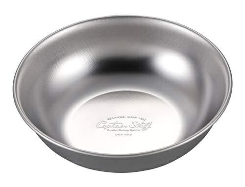 CAPTAIN STAG Stainless Steel Tableware Plate Dish Camping Bowl Outer Diameter 15.5 × Height 4.5 cm Made in Japan UW-2027 Silver