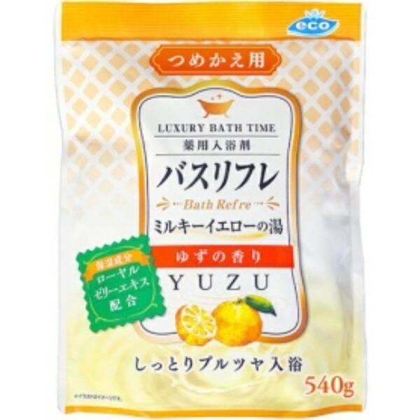 Lion Chemical Medicated Bath Salt Bath Refresh Milky Yellow Bath Yuzu Scent Refill 540g 1 Pack