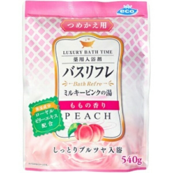 Lion Chemical Medicated Bath Salt Bath Refresh Milky Pink Bath Peach Scent Refill 540g 1 Pack