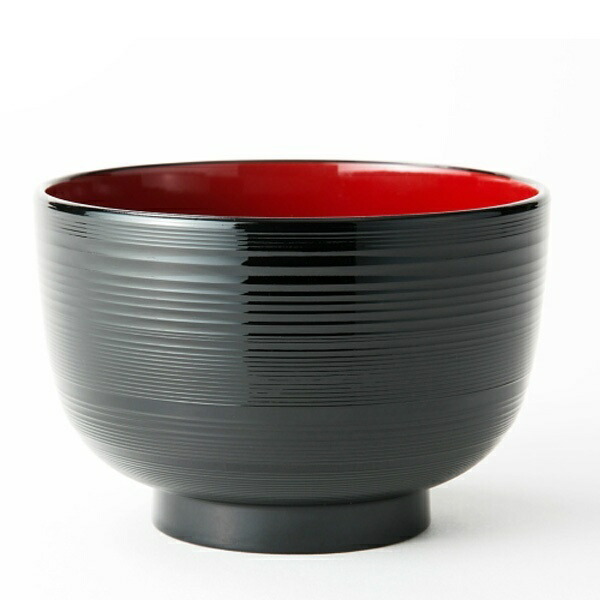 Asahi Koyo Soup Bowl, Brush-Finish, Black Interior with Red, Japanese Style, Dishwasher Safe, Microwave Safe, Made in Japan, 1 Piece