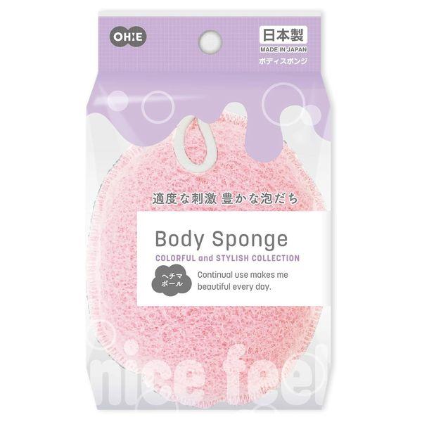 Oe Body Sponge 13cm (L) × 10cm (W) × 5.5cm (H) Pink BC Loofah Ball Rich Lather Made in Japan