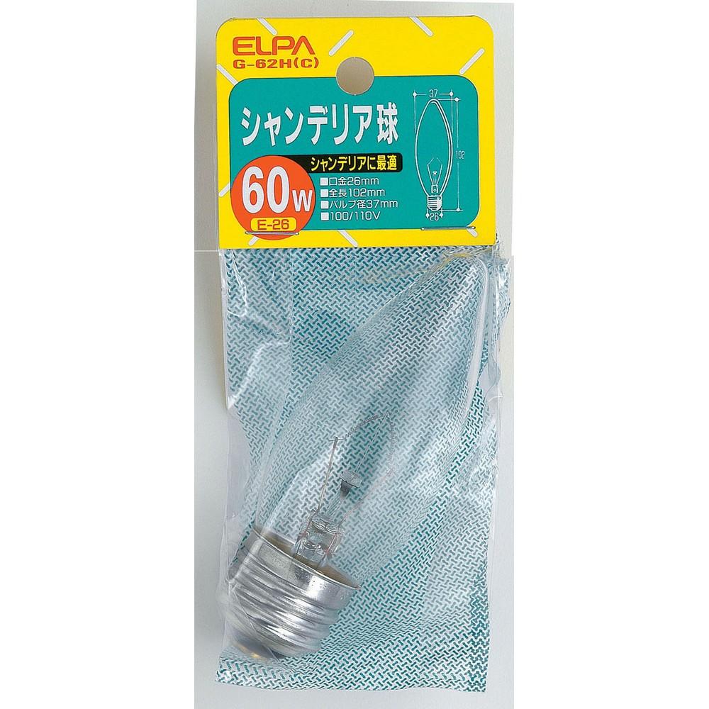 ELPA Chandelier Light Bulb Stylish Lighting E26 100/110V 60W Clear G-62H(C)