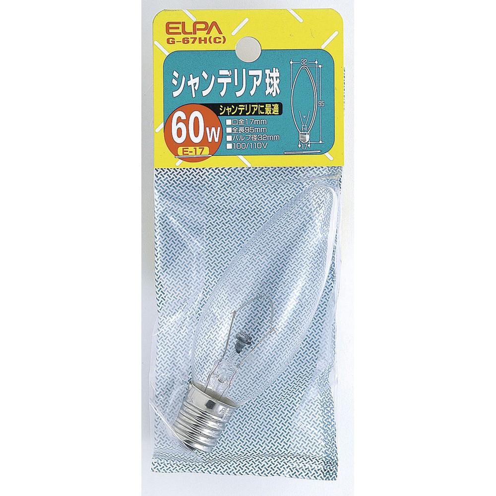 ELPA Chandelier Light Bulb Stylish Lighting E17 100V/110V 60W Clear G-67H(C)