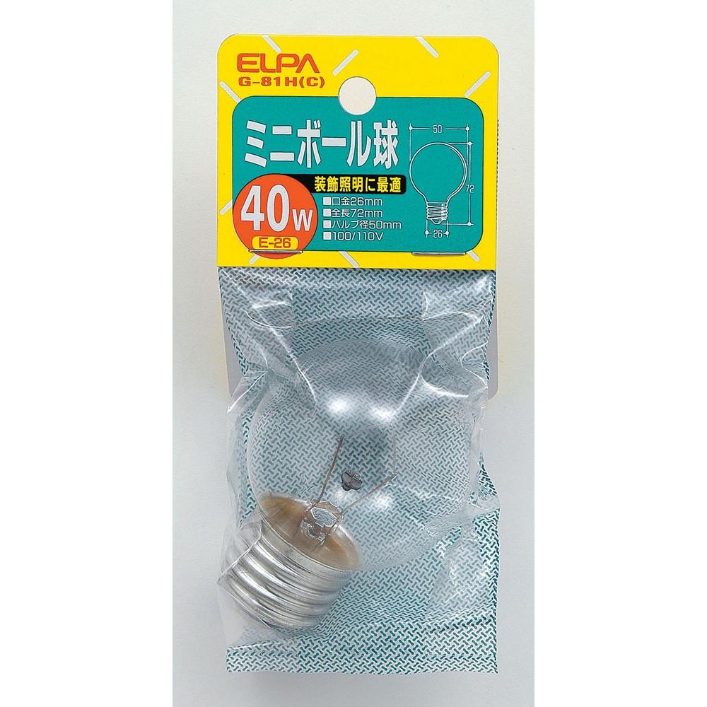 ELPA Mini Ball Bulb Light Bulb E26 100V 110V 40W Clear G-81H(C)