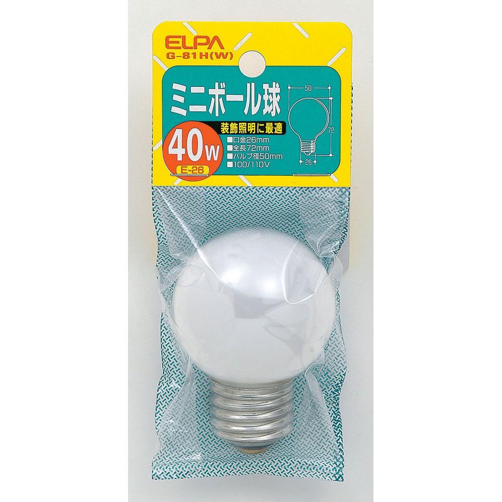 ELPA Mini Ball Bulb Light Bulb E26 100/110V 40W White G-81H(W)