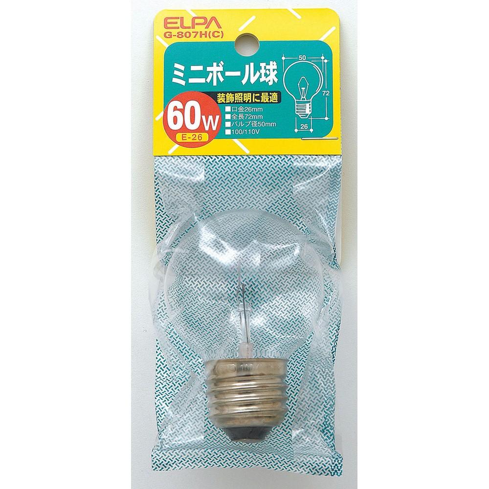 ELPA Mini Ball Bulb 60W E26 Clear G-807H (C)