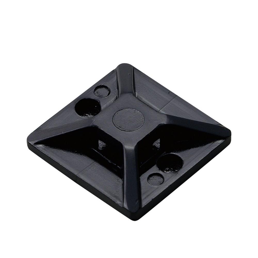 ELPA Cable Tie Base, Fixed, 4.8mm, 10-Pack, Black, with Adhesive Tape, Screw-Mountable KBB-N3010P(BK)