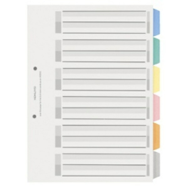 KOKUYO Divider Cards, Color, for Files, 2-Hole, A4, 6-Pocket, 1 Set of Headers, SHIKI-P40