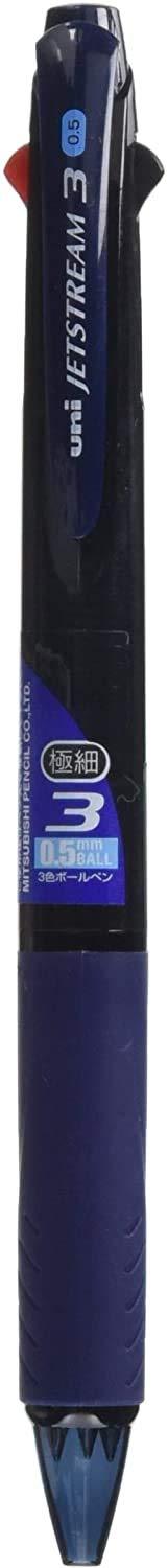 Mitsubishi Pencil 3-Color Ballpoint Pen Jetstream 0.5mm Transparent Navy Easy Writing SXE340005T.9