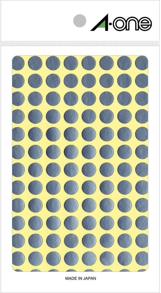 A-One Color Label Silver Round 9mm 8 Sheets 07012