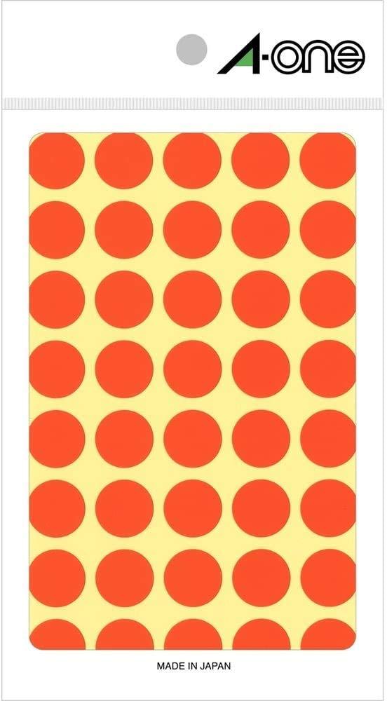 A-One Color Label Orange Round 15mm 14 Sheets 07025