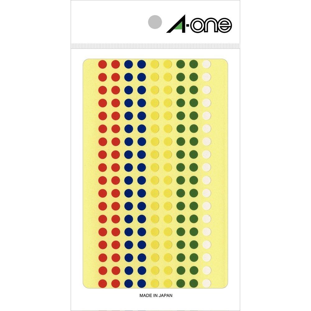 A-One Color Label Assortment Round 5mm 7 Sheets 07074