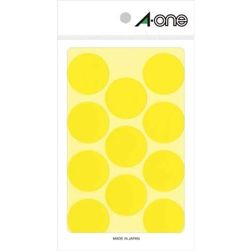 A-One Color Label Yellow Round 30mm 14 Sheets 07234