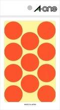 A-One Color Label Orange Round 30mm 14 Sheets 07235