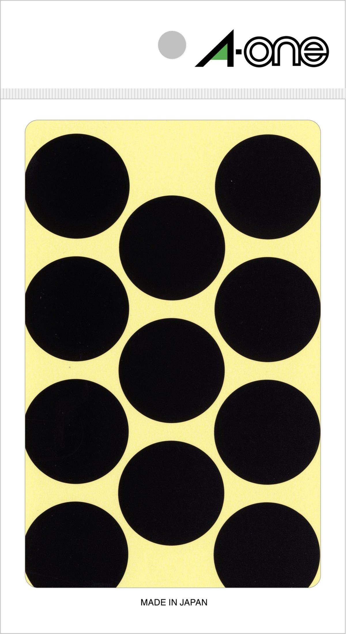 A-One Color Label Black Round 30mm 14 Sheets 07239